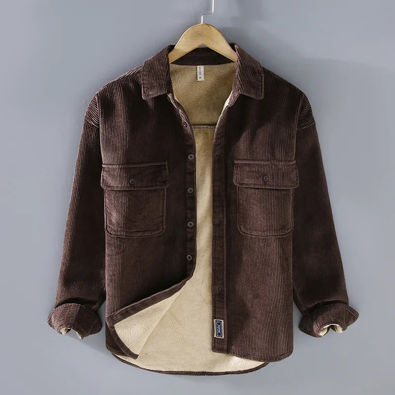 Veste en velours côtelé homme avec doublure polaire – chaleur et style décontracté pour l'automne-hiver