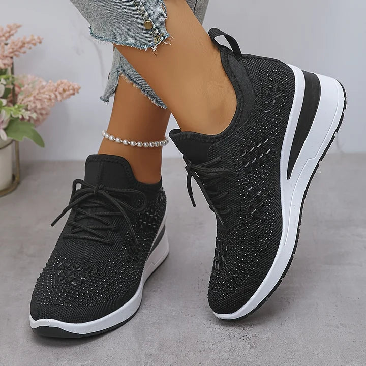 Baskets orthopédiques femme avec strass scintillants