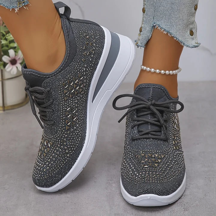 Baskets orthopédiques femme avec strass scintillants