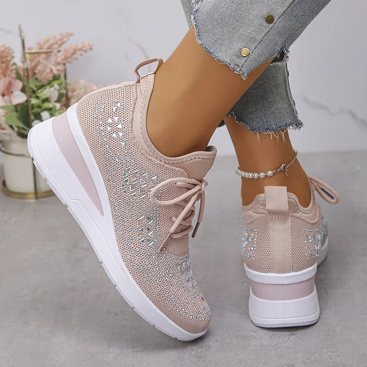 Baskets orthopédiques femme avec strass scintillants