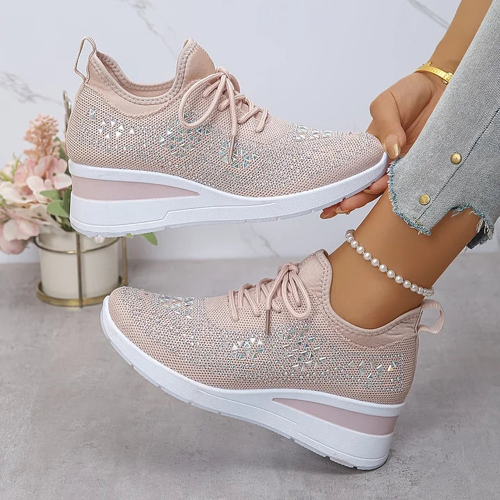 Baskets orthopédiques femme avec strass scintillants