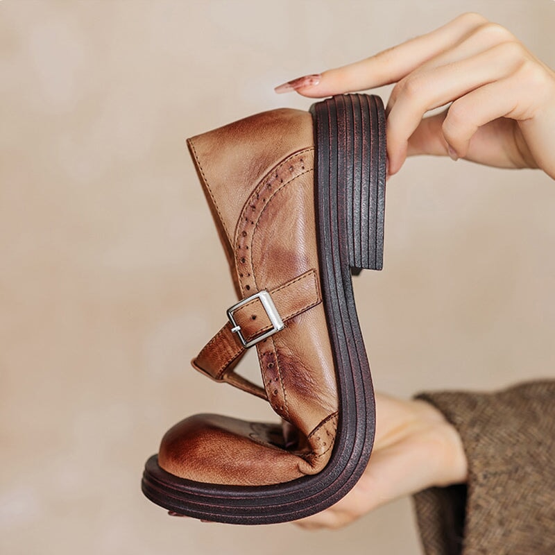 Chaussure En Cuir Élégante Femme
