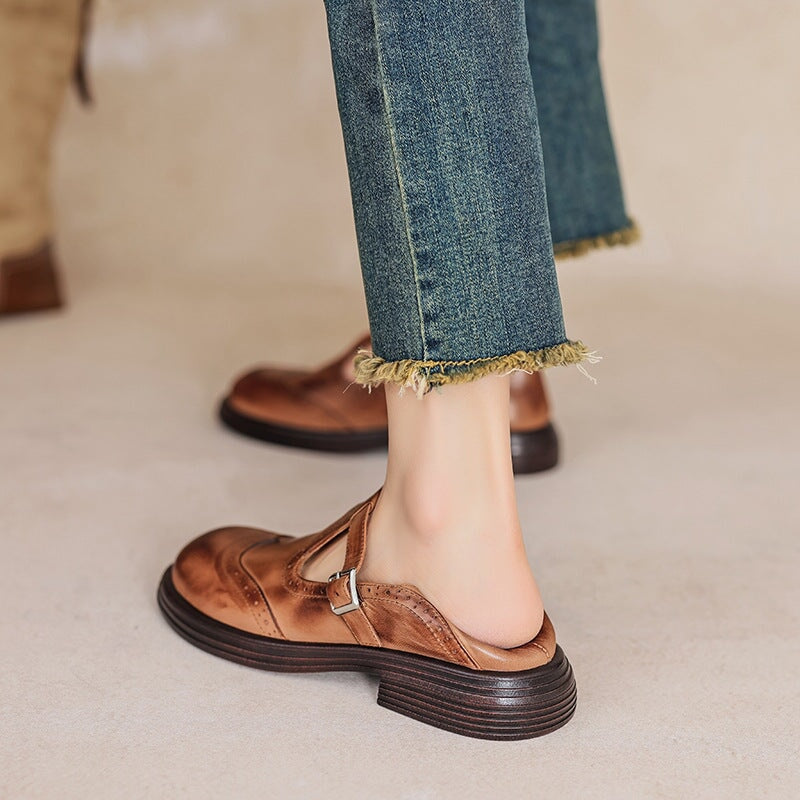 Chaussure En Cuir Élégante Femme