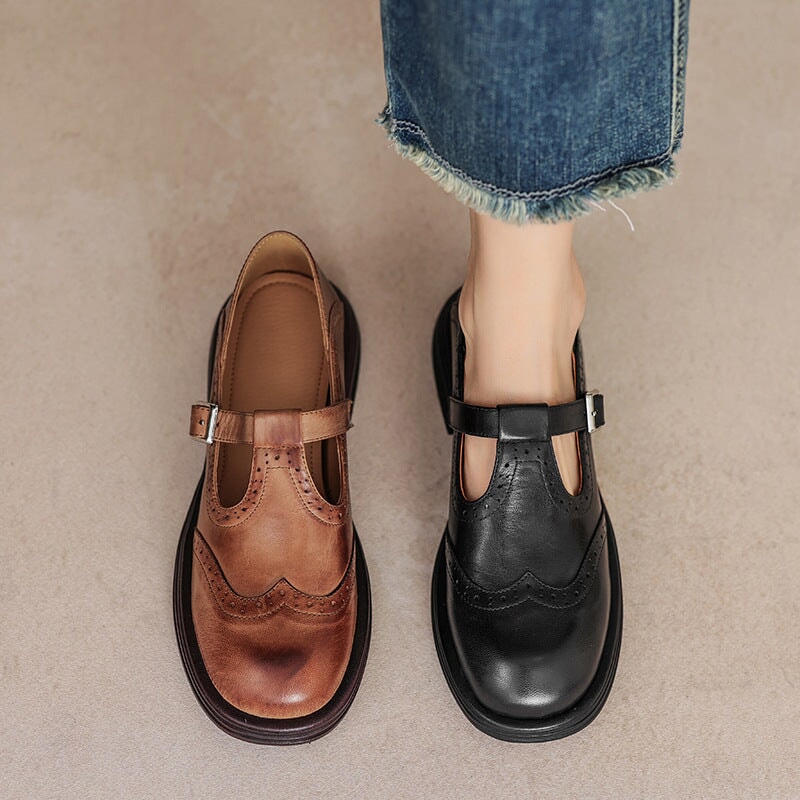 Chaussure En Cuir Élégante Femme