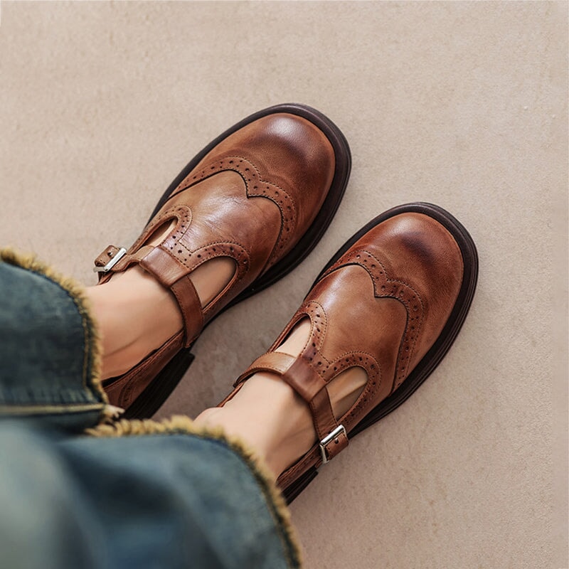 Chaussure En Cuir Élégante Femme