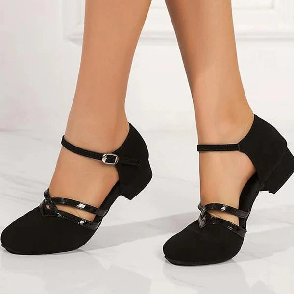 Chaussures de danse noir pour femme avec bride ajustable