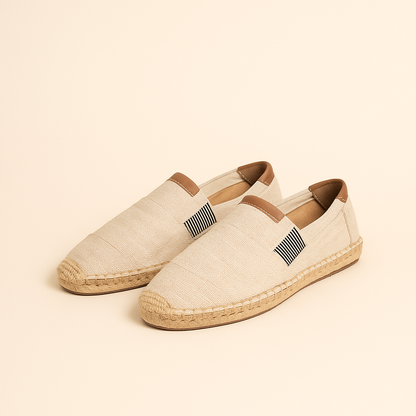 Chaussures homme à inspiration paille et finition toile