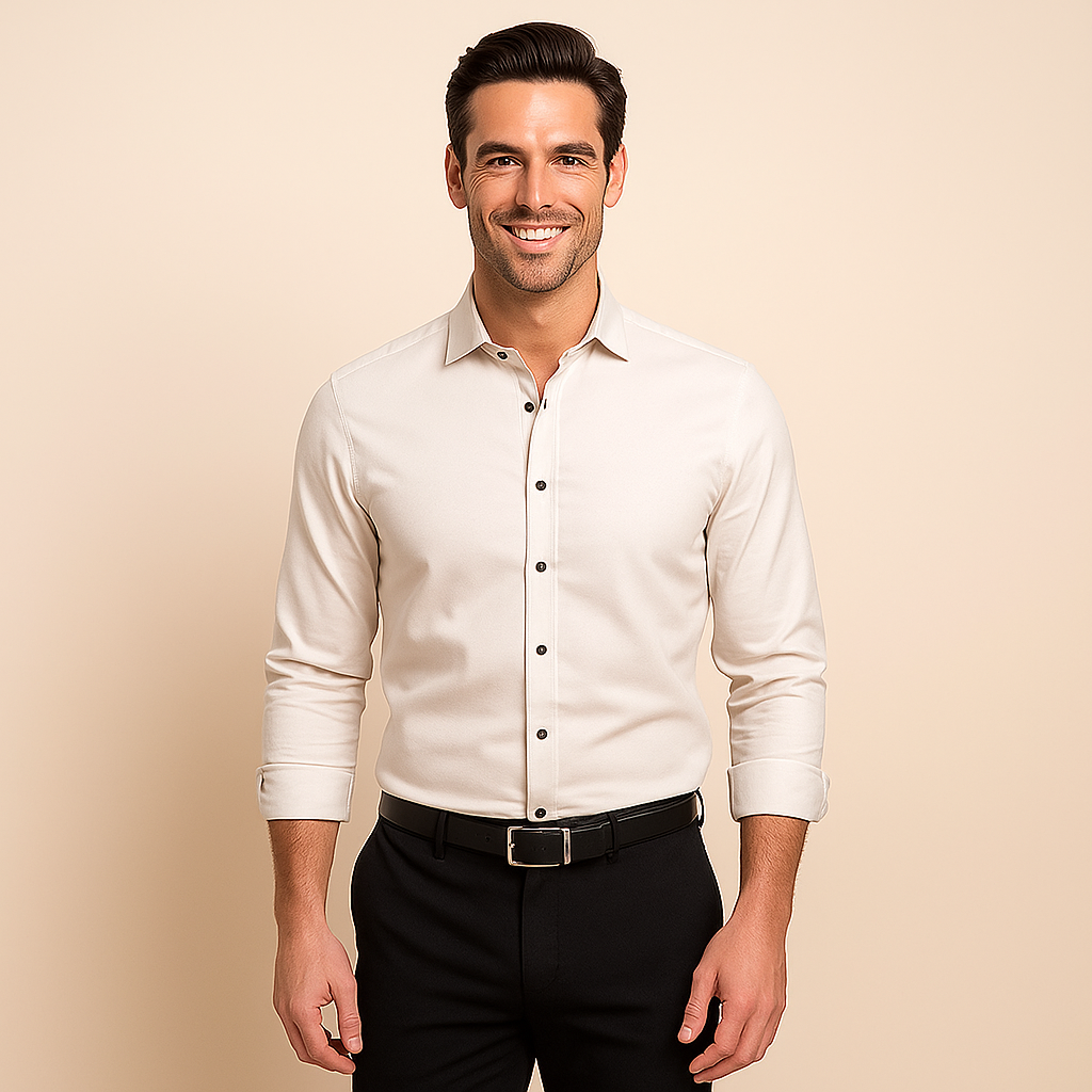 Chemise homme manches longues à texture fine