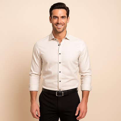 Chemise homme manches longues à texture fine