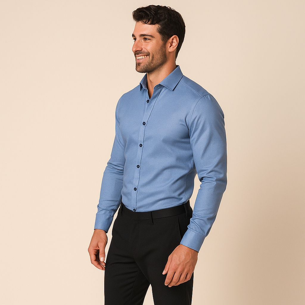 Chemise homme manches longues à texture fine