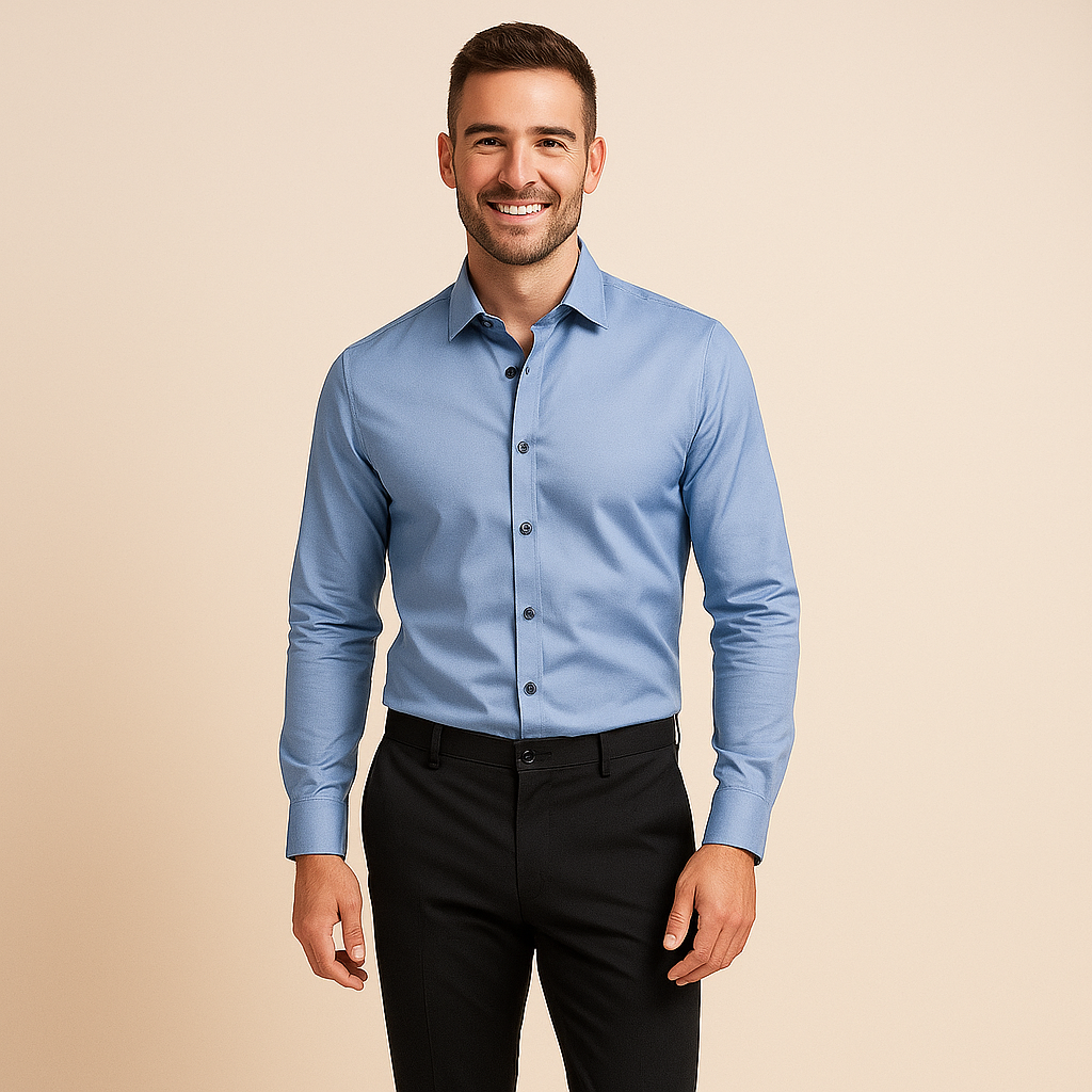 Chemise homme manches longues à texture fine