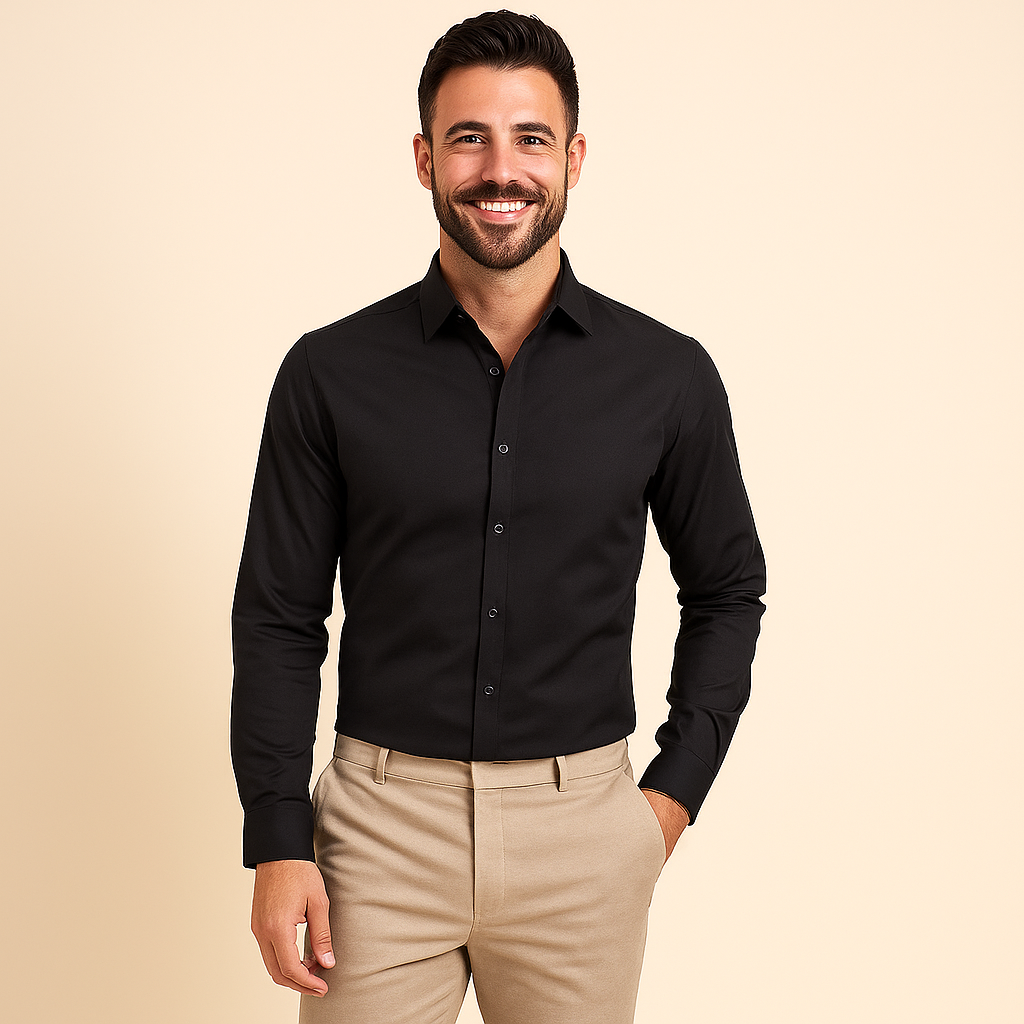 Chemise homme manches longues à texture fine