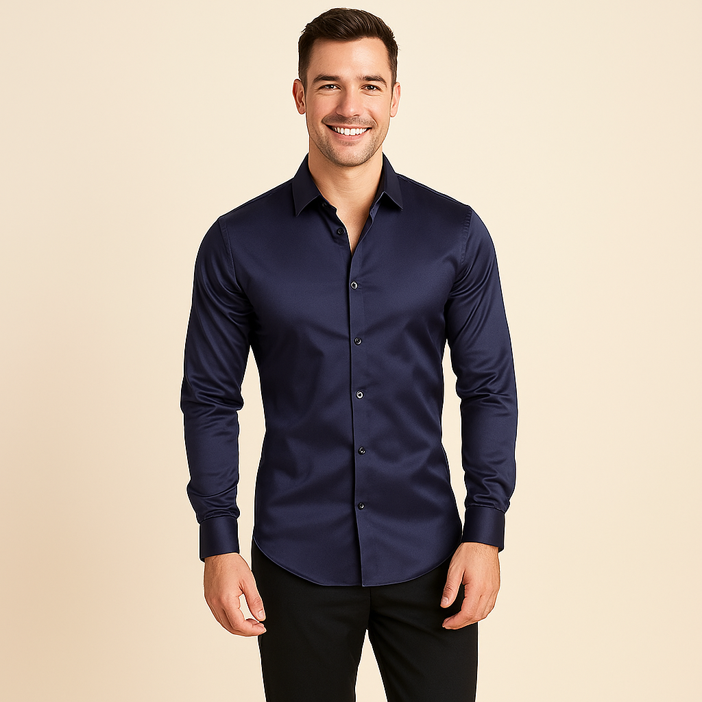 Chemise homme manches longues à texture fine