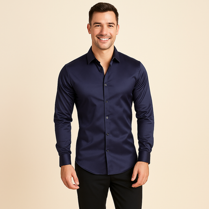 Chemise homme manches longues à texture fine