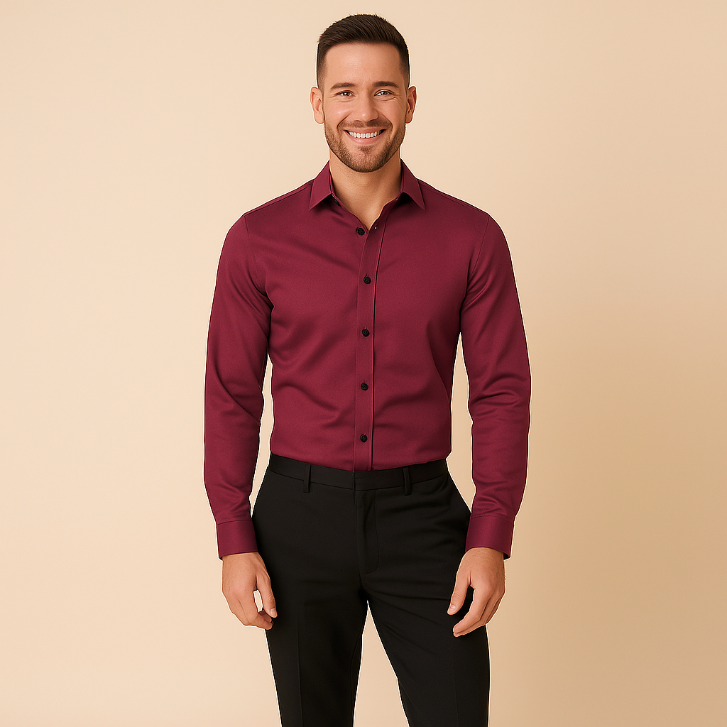 Chemise homme manches longues à texture fine