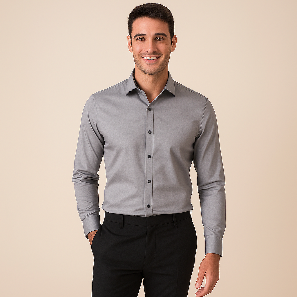 Chemise homme manches longues à texture fine