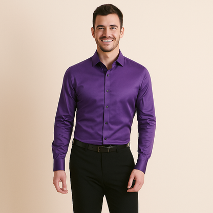 Chemise homme manches longues à texture fine