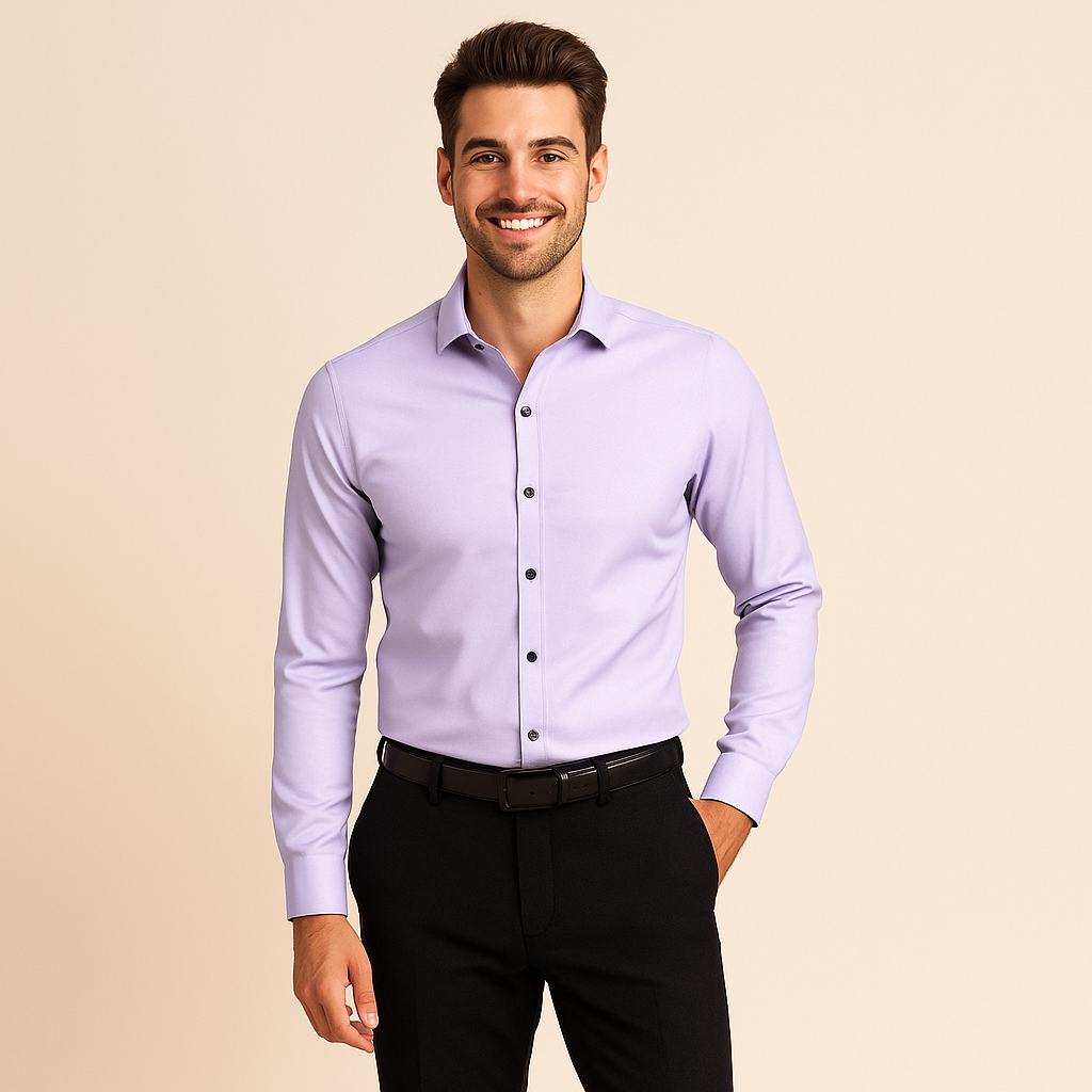 Chemise homme manches longues à texture fine