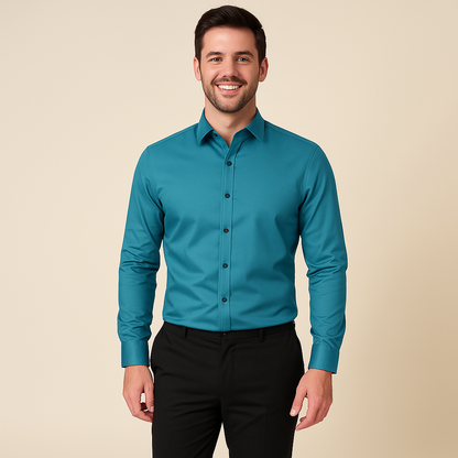 Chemise homme manches longues à texture fine
