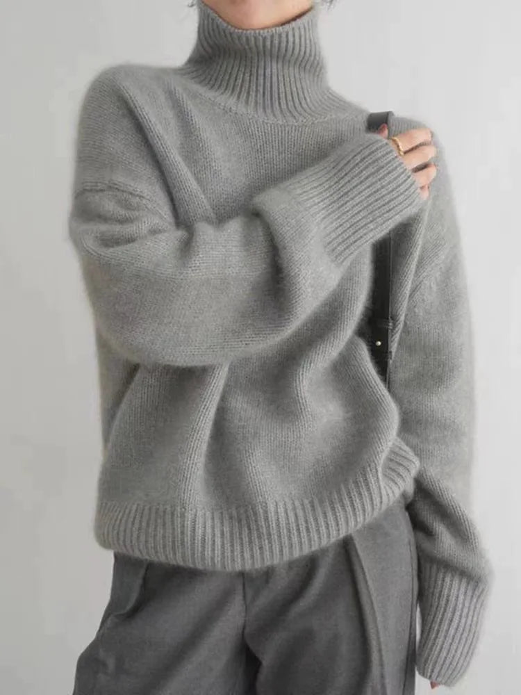 Pull col roulé femme en maille douce – élégant, chaud et intemporel