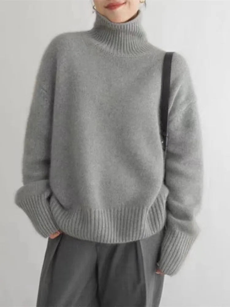 Pull col roulé femme en maille douce – élégant, chaud et intemporel