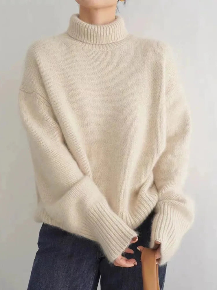 Pull col roulé femme en maille douce – élégant, chaud et intemporel