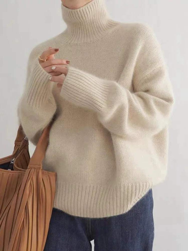Pull col roulé femme en maille douce – élégant, chaud et intemporel