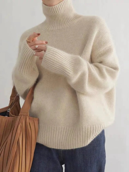 Pull col roulé femme en maille douce – élégant, chaud et intemporel