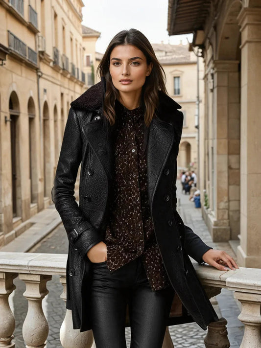 Manteau cuir long femme – style chic et intemporel automne-hiver