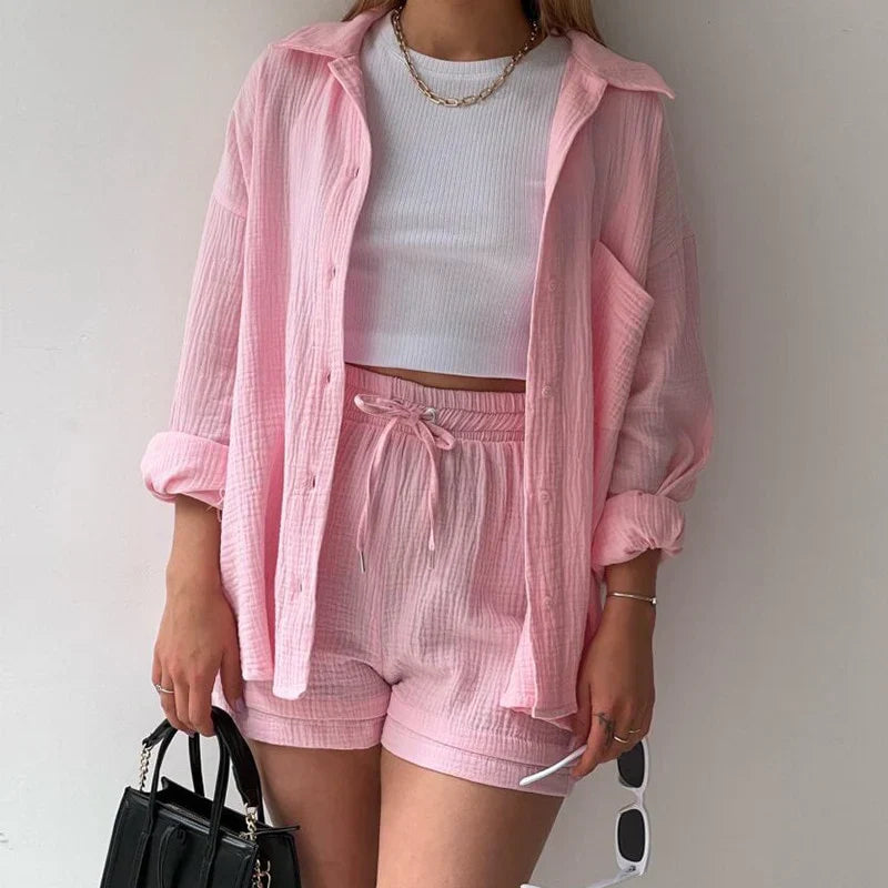 Ensemble d'été femme short et haut léger