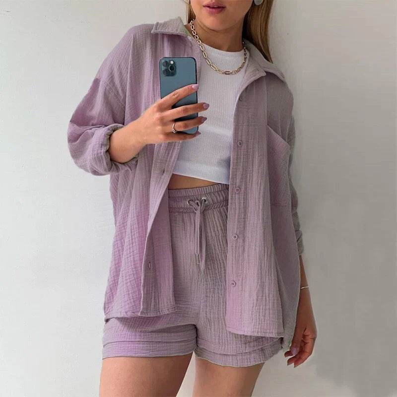 Ensemble d'été femme short et haut léger