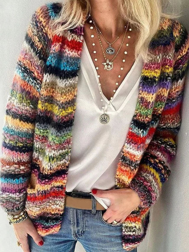 Gilet rayé multicolore pour femme