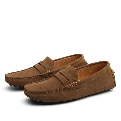 Homme - Mocassins en Cuir - Modèle à Enfiler Respirant - Suède