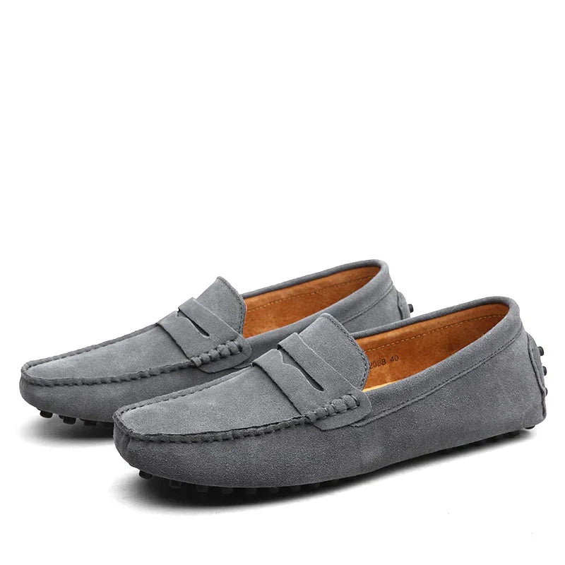 Homme - Mocassins en Cuir - Modèle à Enfiler Respirant - Suède