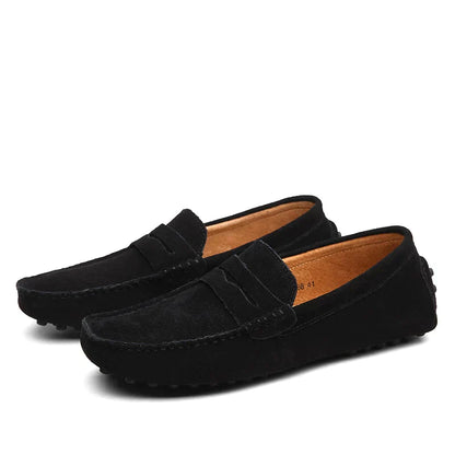 Homme - Mocassins en Cuir - Modèle à Enfiler Respirant - Suède