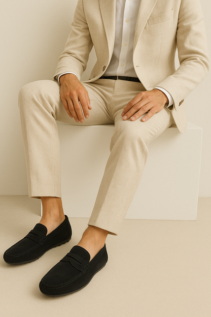 Homme - Mocassins en Cuir - Modèle à Enfiler Respirant - Suède