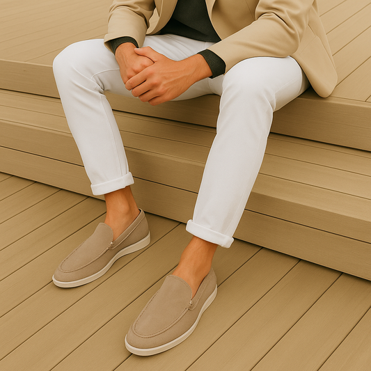 Homme - Mocassins en Suède - Modèle à Enfiler Respirant - Confort Optimal