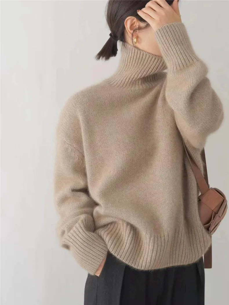 Pull col roulé femme en maille douce – élégant, chaud et intemporel