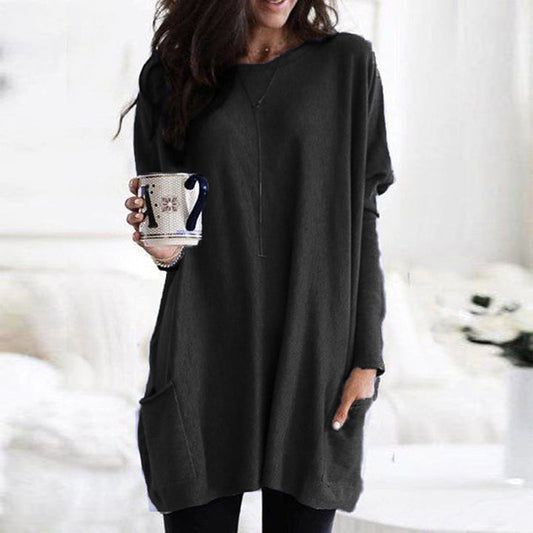 Pull tunique femme doux avec poches pratiques – Confort et élégance