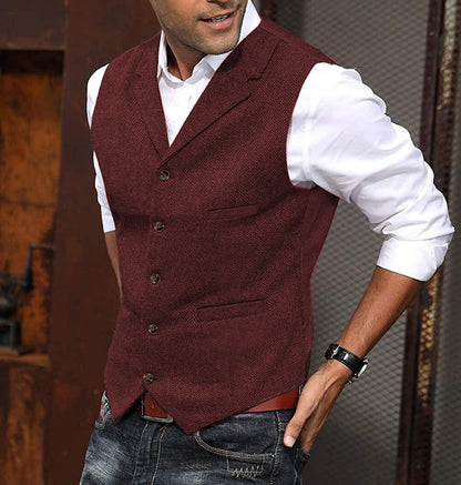 Gilet sans manches pour homme, col V structuré