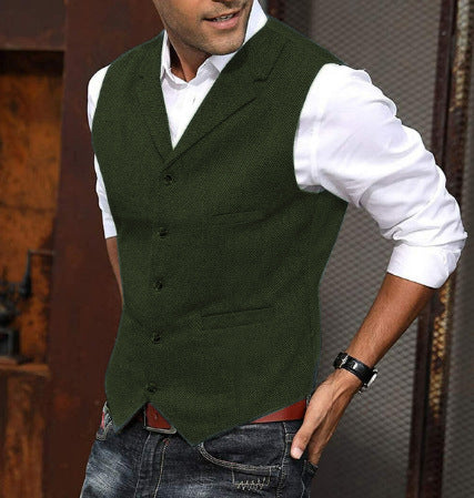 Gilet sans manches pour homme, col V structuré