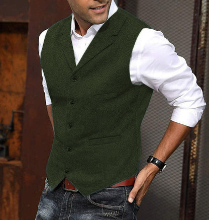 Gilet sans manches pour homme, col V structuré