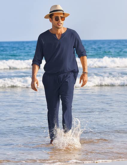 Chemise manches courtes et pantalon assorti pour homme