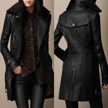 Manteau cuir long femme – style chic et intemporel automne-hiver