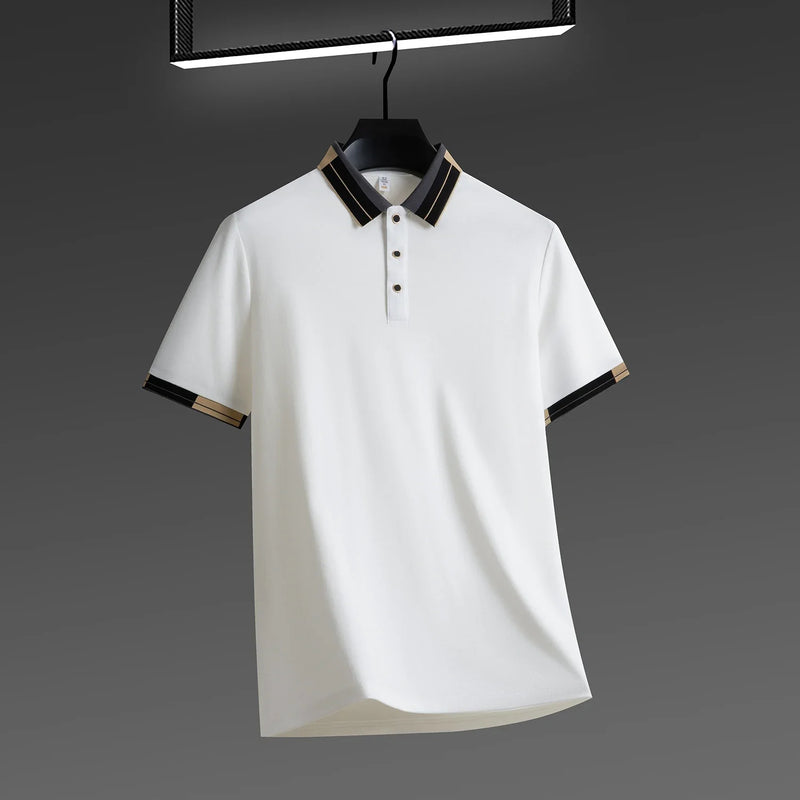Polo homme col contrasté – coupe ajustée chic et élégante