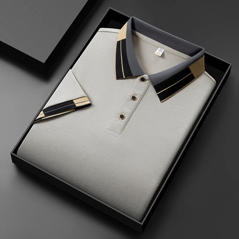 Polo homme col contrasté – coupe ajustée chic et élégante