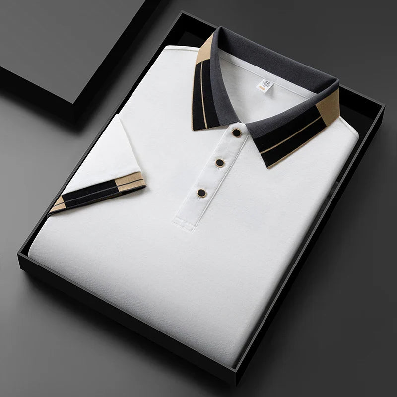 Polo homme col contrasté – coupe ajustée chic et élégante