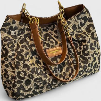 Sac Shopping En Toile Motif Léopard Femme