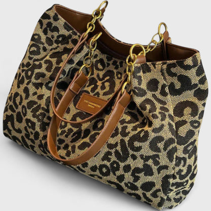 Sac Shopping En Toile Motif Léopard Femme