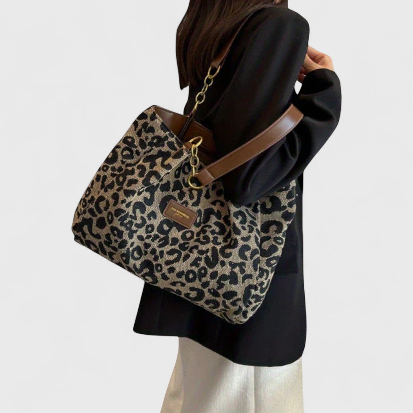 Sac Shopping En Toile Motif Léopard Femme